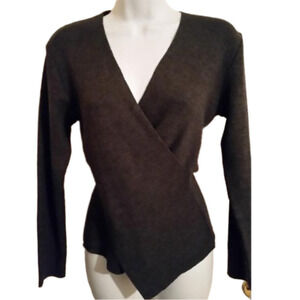 Giordano Italy Faux wrap ribbed sweater runs M wool blend